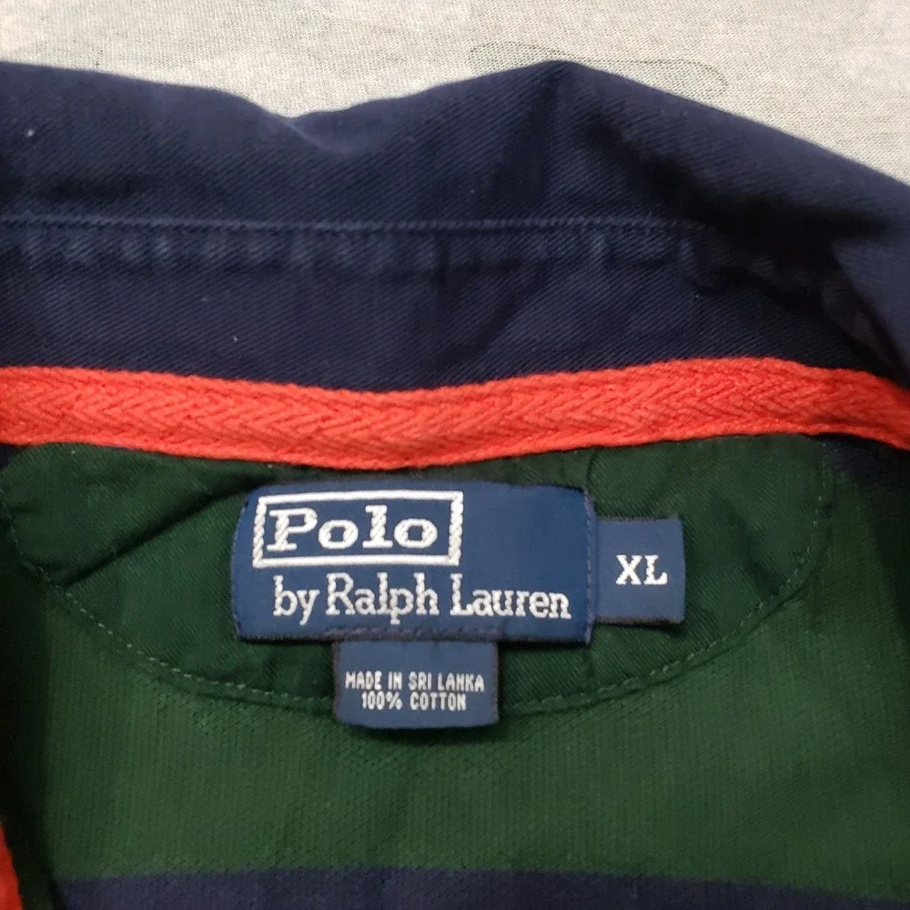 Polo Ralph Lauren Polo Shirt Mens XL‎ Green Short Sleeve Striped Preppy Academia